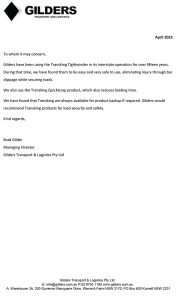 Reference Letter from Gilders Transport & Logistics